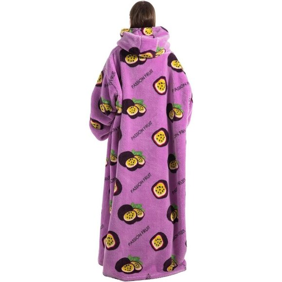⭐Sweat Passion Fruit Warm Giant Hoodie Thick Flannel Blanket with Sleeve - Picture 3 of 4